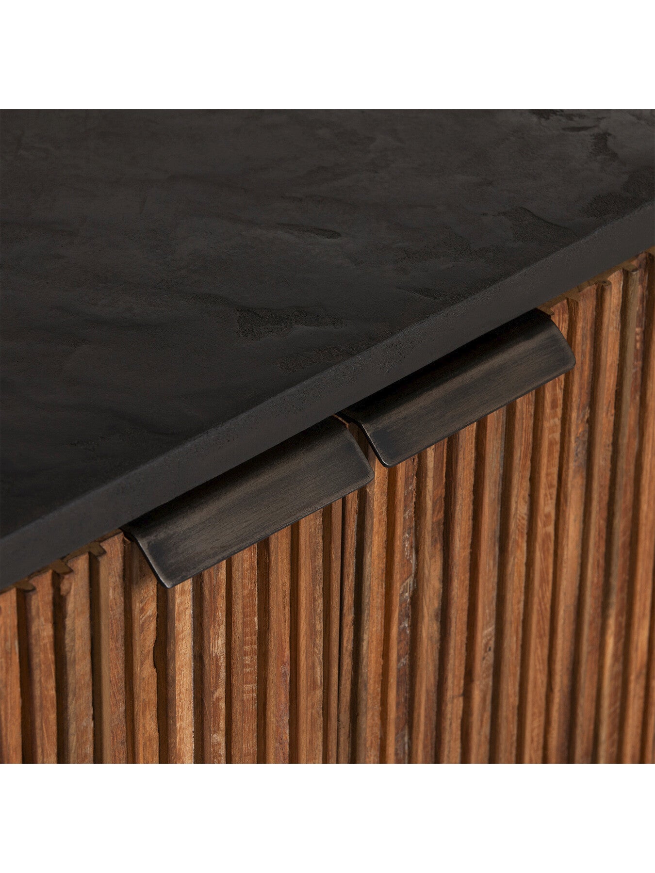 Brown Trinidad Fluted Reclaimed Teak Wood Sideboard, 200cm