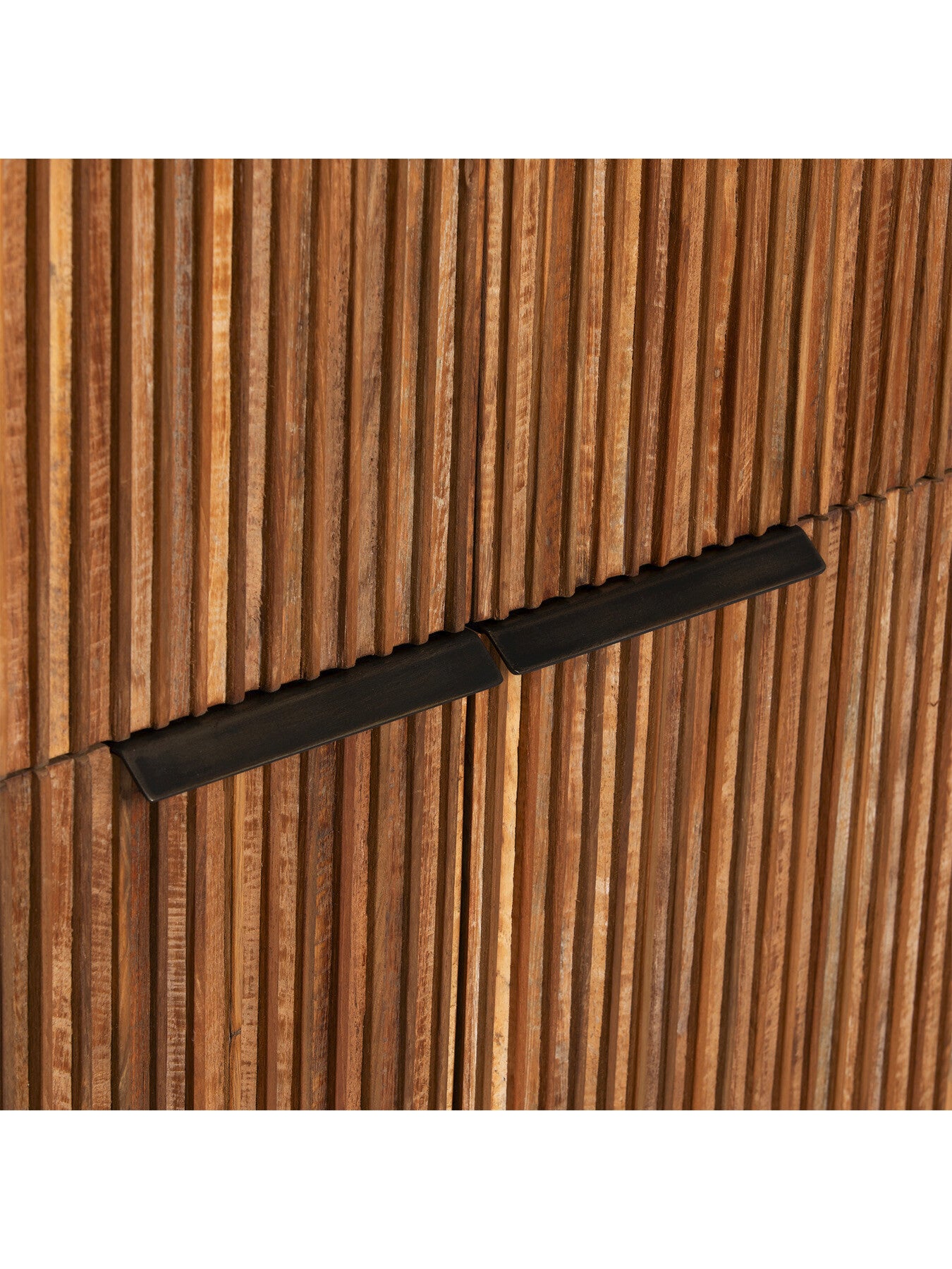 Brown Trinidad Fluted Reclaimed Teak Wood Tall Cabinet