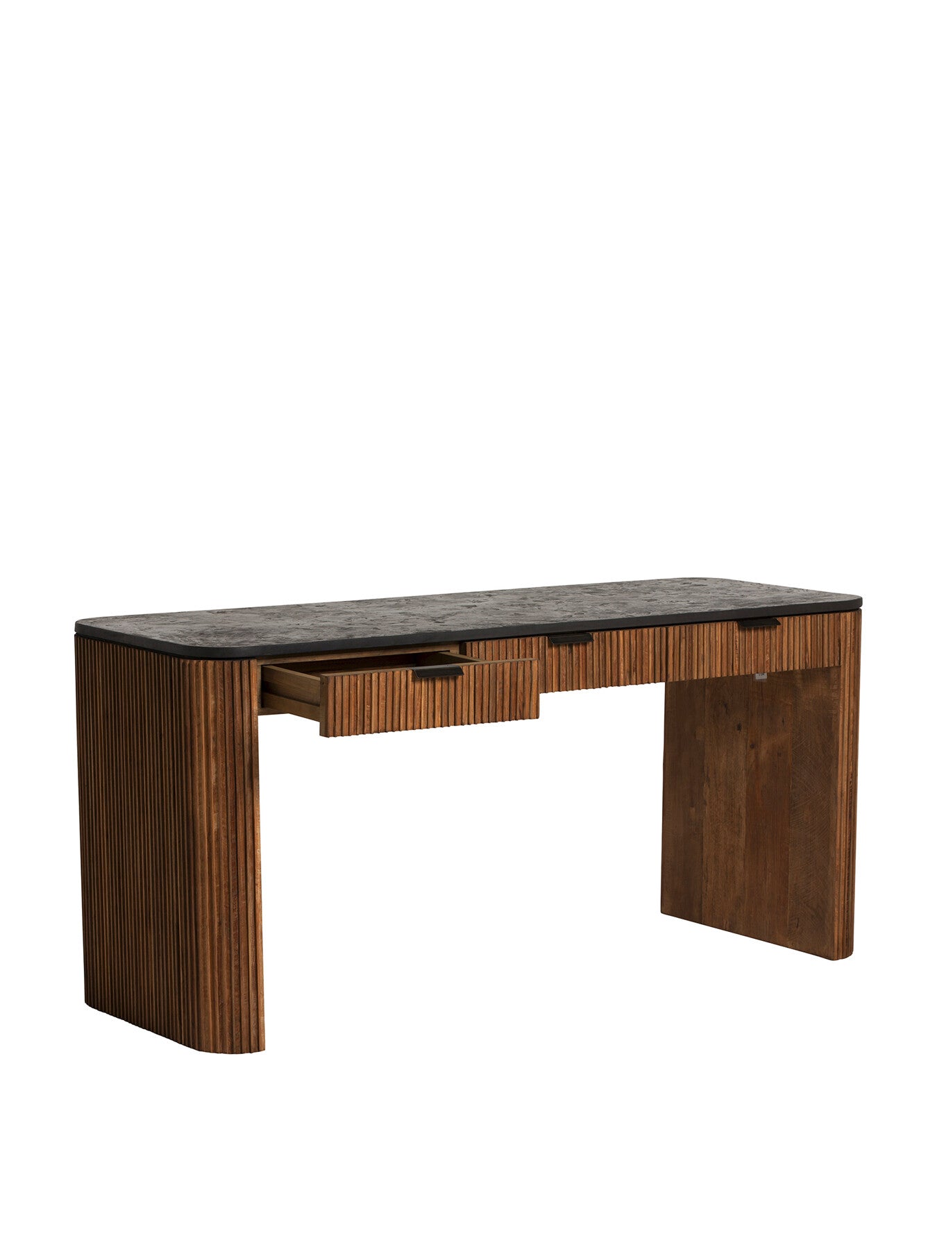 Brown Trinidad Fluted Reclaimed Teak Wood Office Desk