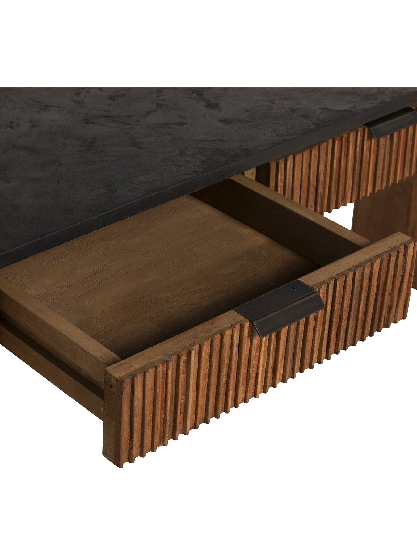 Brown Trinidad Fluted Reclaimed Teak Wood Office Desk