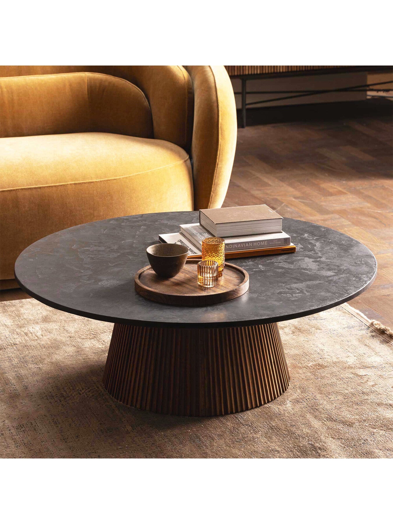 Brown Trinidad Reclaimed Teak Wood Large Round Coffee Table