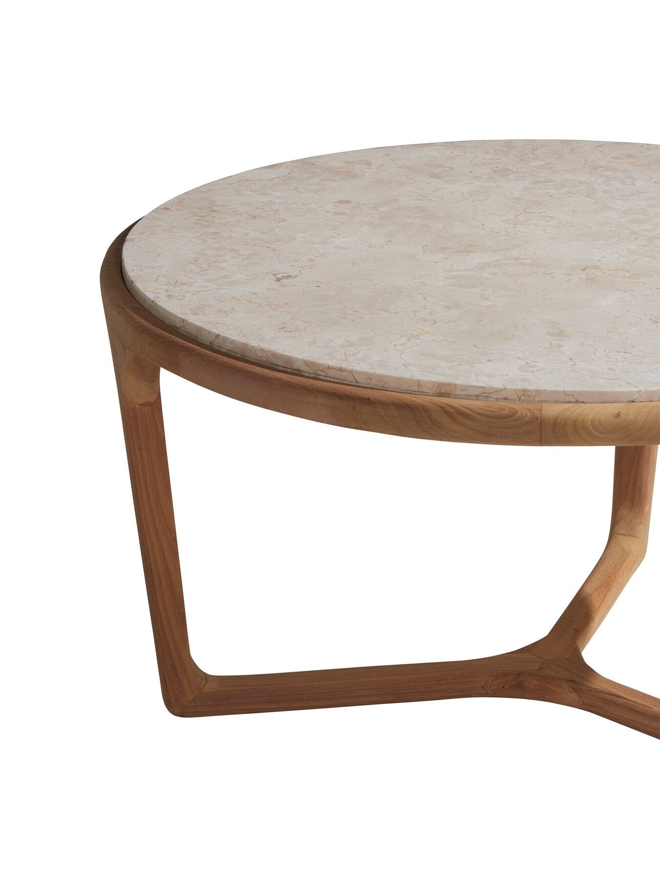 Terza Round Teak and Marble Coffee Table
