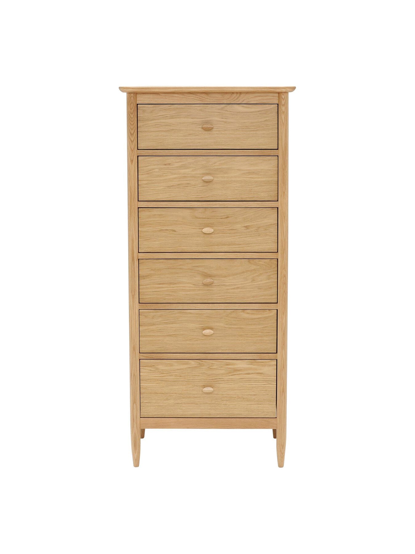 Brown Teramo Oak Wood 6 Drawer Tall Chest