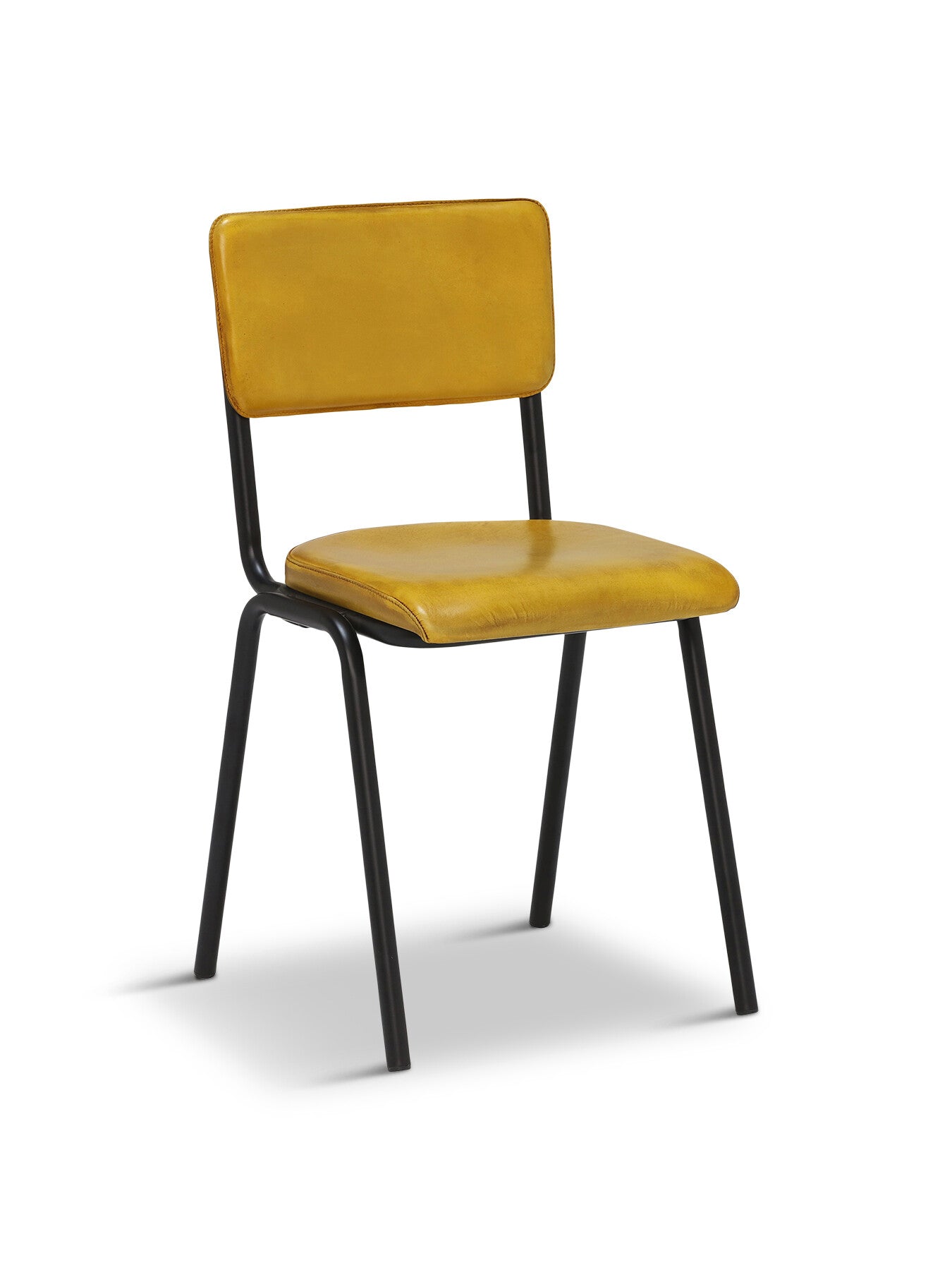 Yellow Twyford Yellow Leather Dining Chair