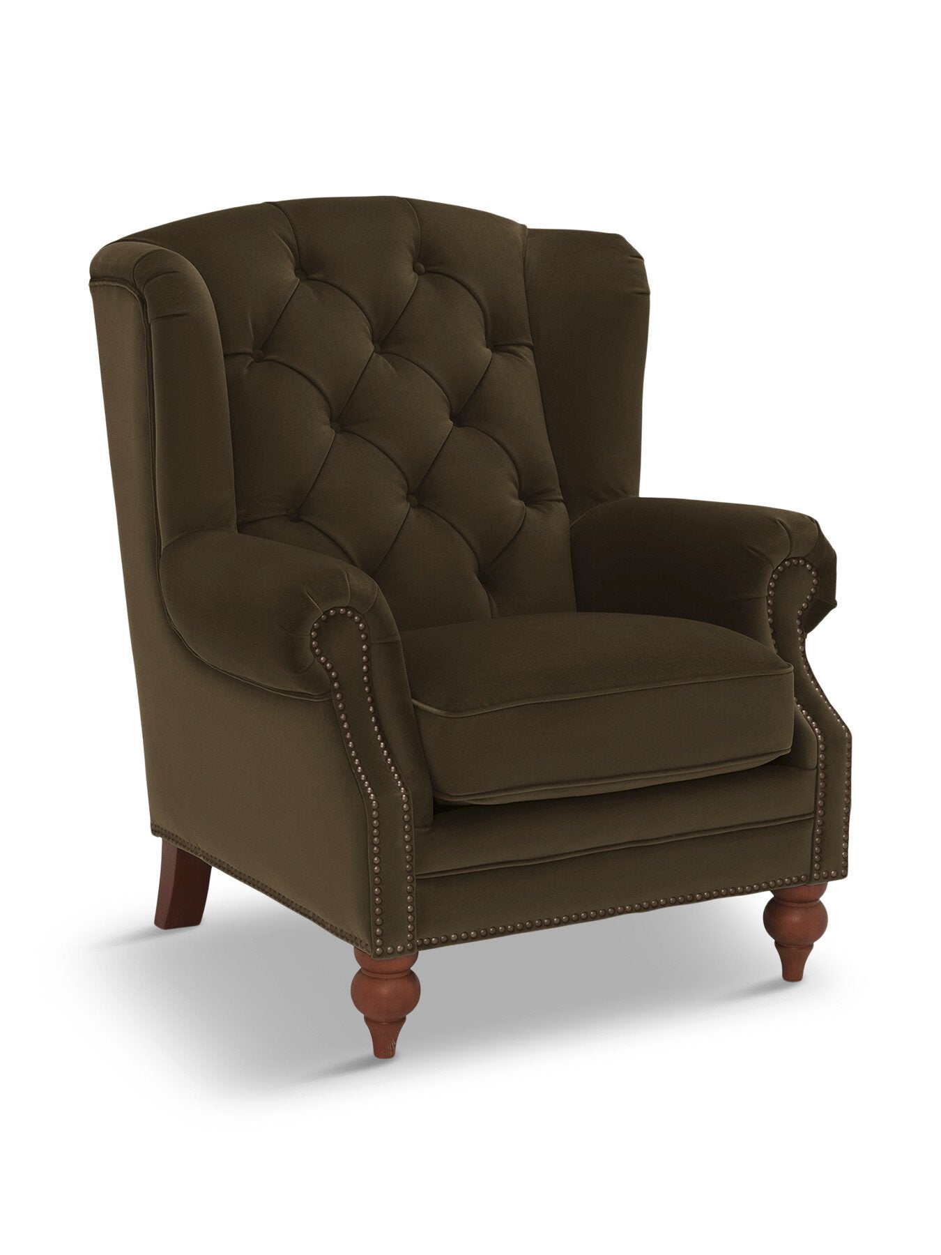 Green Ullswater Green Velvet Buttoned Wing Chair