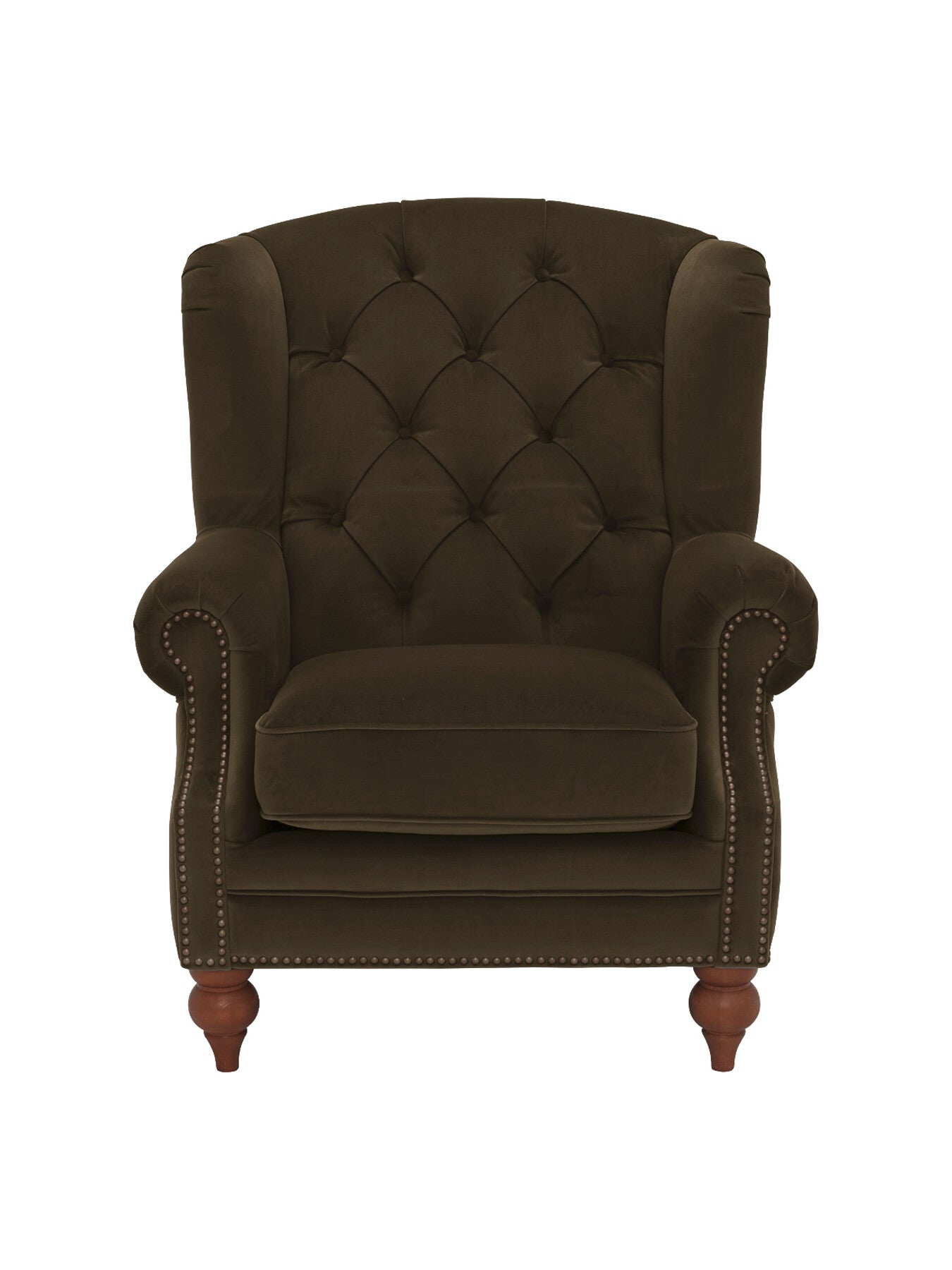Green Ullswater Green Velvet Buttoned Wing Chair