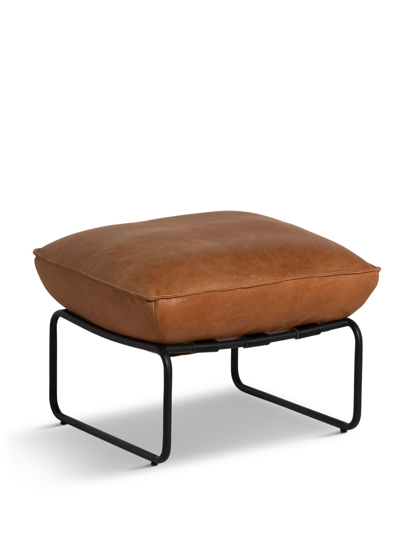 Vinci Brown Leather Footstool