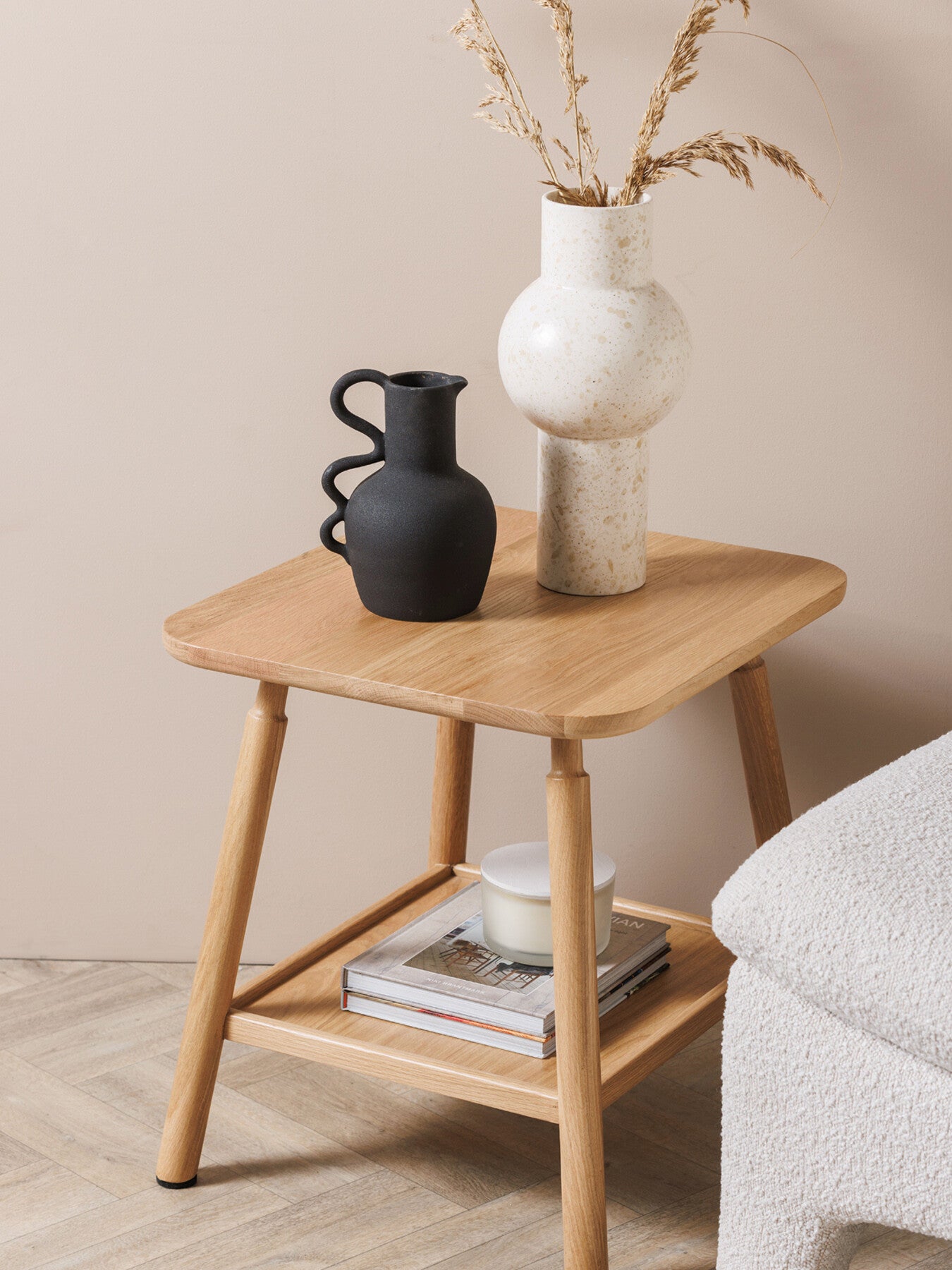 Neutral Vinca Neutral Oak Wood Side Table
