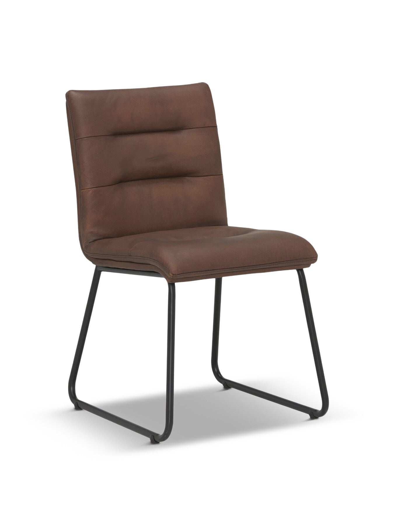 Zena Brown Leather Stitch Detail Dining Chair