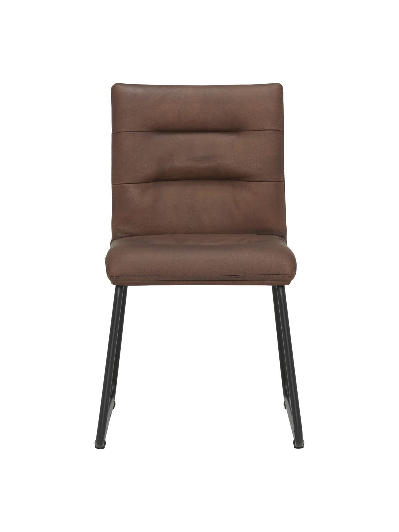 Zena Brown Leather Stitch Detail Dining Chair