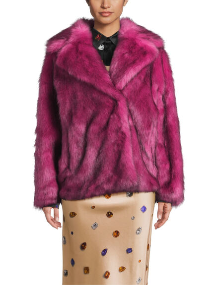 Rita Coat Fox Fur in Bubblegum Pink