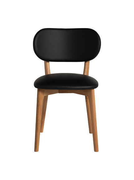 Sandara Black Faux Leather Natural Oak Dining Chair