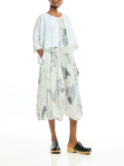Sleeveless Linen Printed Dress