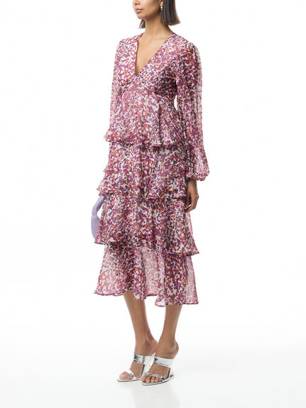 Coral Ashton Ruffle Midi Dress