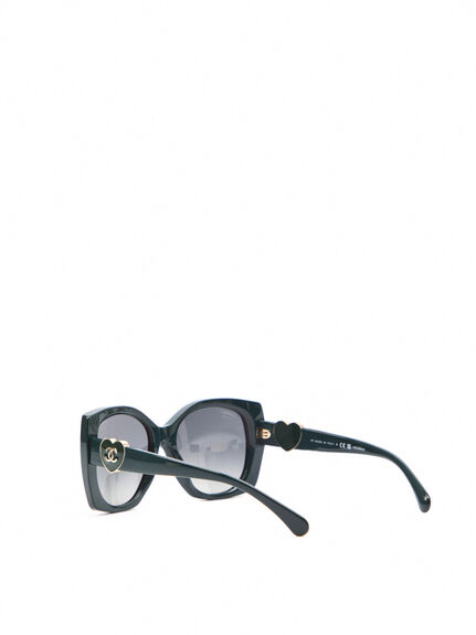 CH5519 Coco Charms Heart Detail Square Acetate Sunglasses