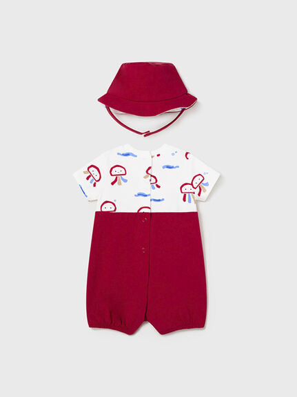 Octopus Dungaree dot and hat onesie