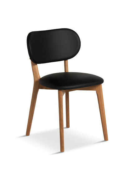 Sandara Black Faux Leather Natural Oak Dining Chair