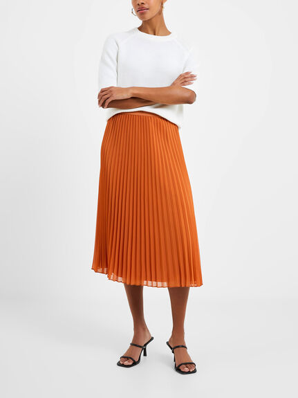 Pleated Solid Midi Skirt