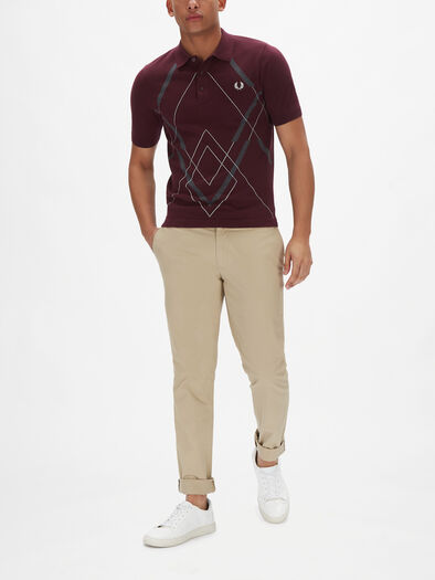 Fred Perry Abstract Argyle Knitted Polo | Polo Shirt | Fenwick