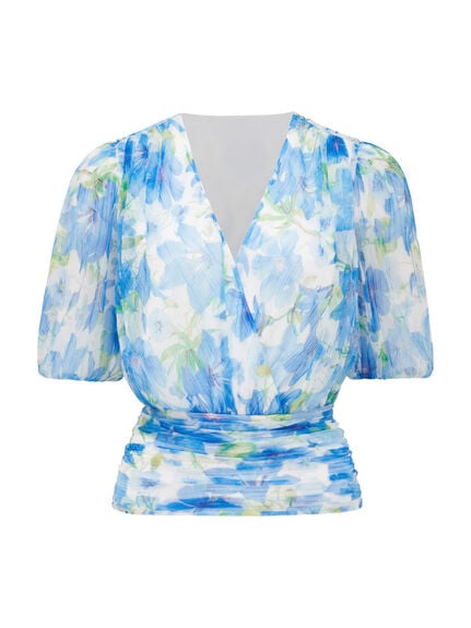 Wendall Wrap Front Plisse Top