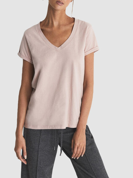 Luana Cotton-Jersey V-Neck T-Shirt