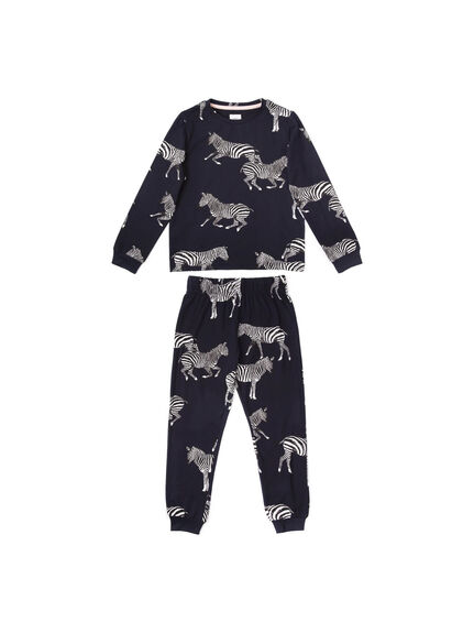 Zebra Print Crewneck Long Pyjama Set