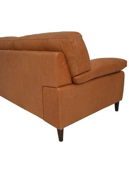 Olson Brown Leather Tufted 3 Seater Sofa
