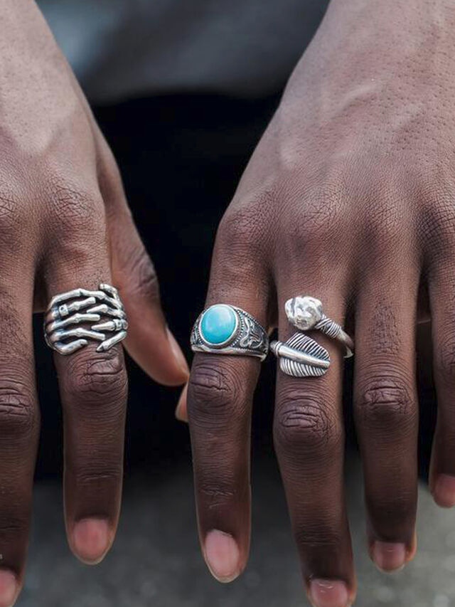 Men's Serge DeNimes Silver Turquoise Stone Ring | Rings | Fenwick