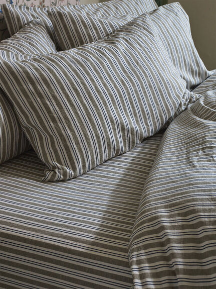 Thyme Sommerley Stripe Linen Fitted Sheet