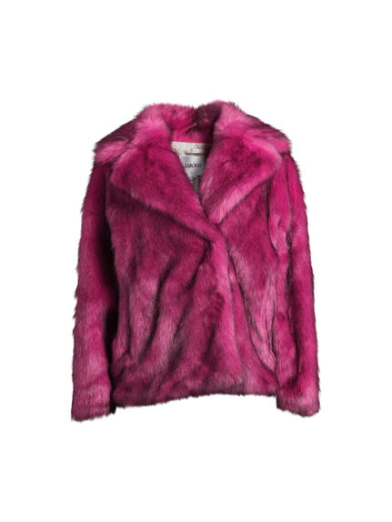 Rita Coat Fox Fur in Bubblegum Pink