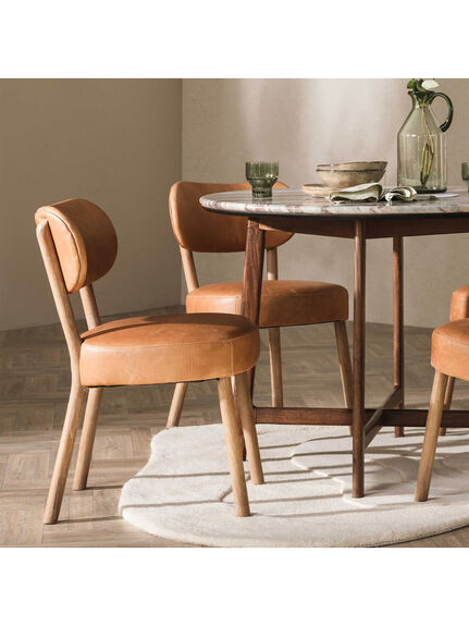 Dove Tan Brown Leather Dining Chair