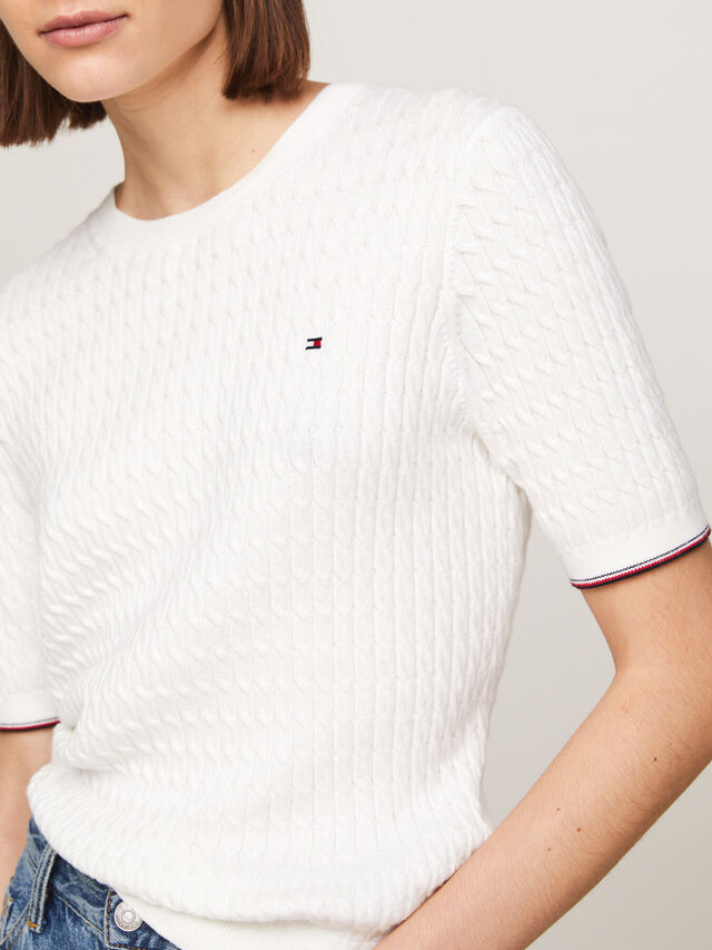 Cable Knit Short Sleeve Jumper