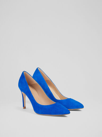 Floret Blue Suede Pointed Toe Courts