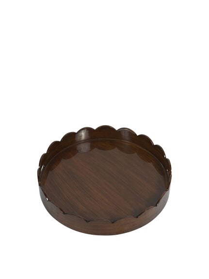 Lacquer Round Tray Maple with Scallop Edge