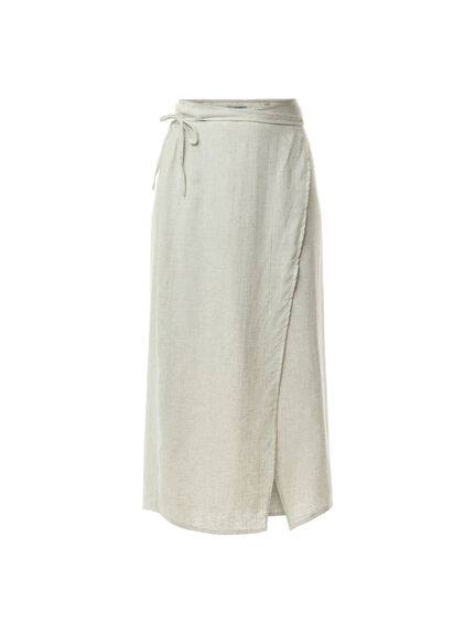 Abigail Wrap Linen Midi Skirt
