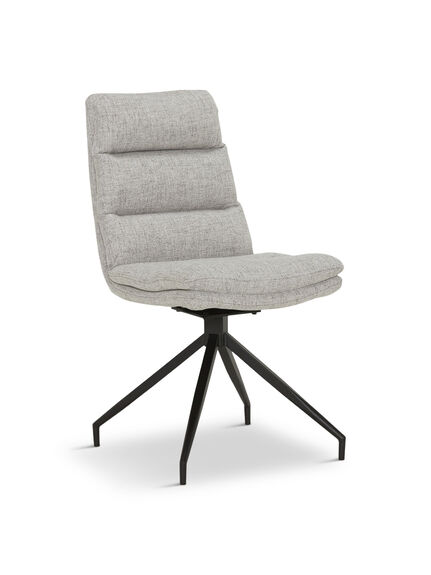 Eero Light Grey Fabric Swivel Dining Chair With Black Legs
