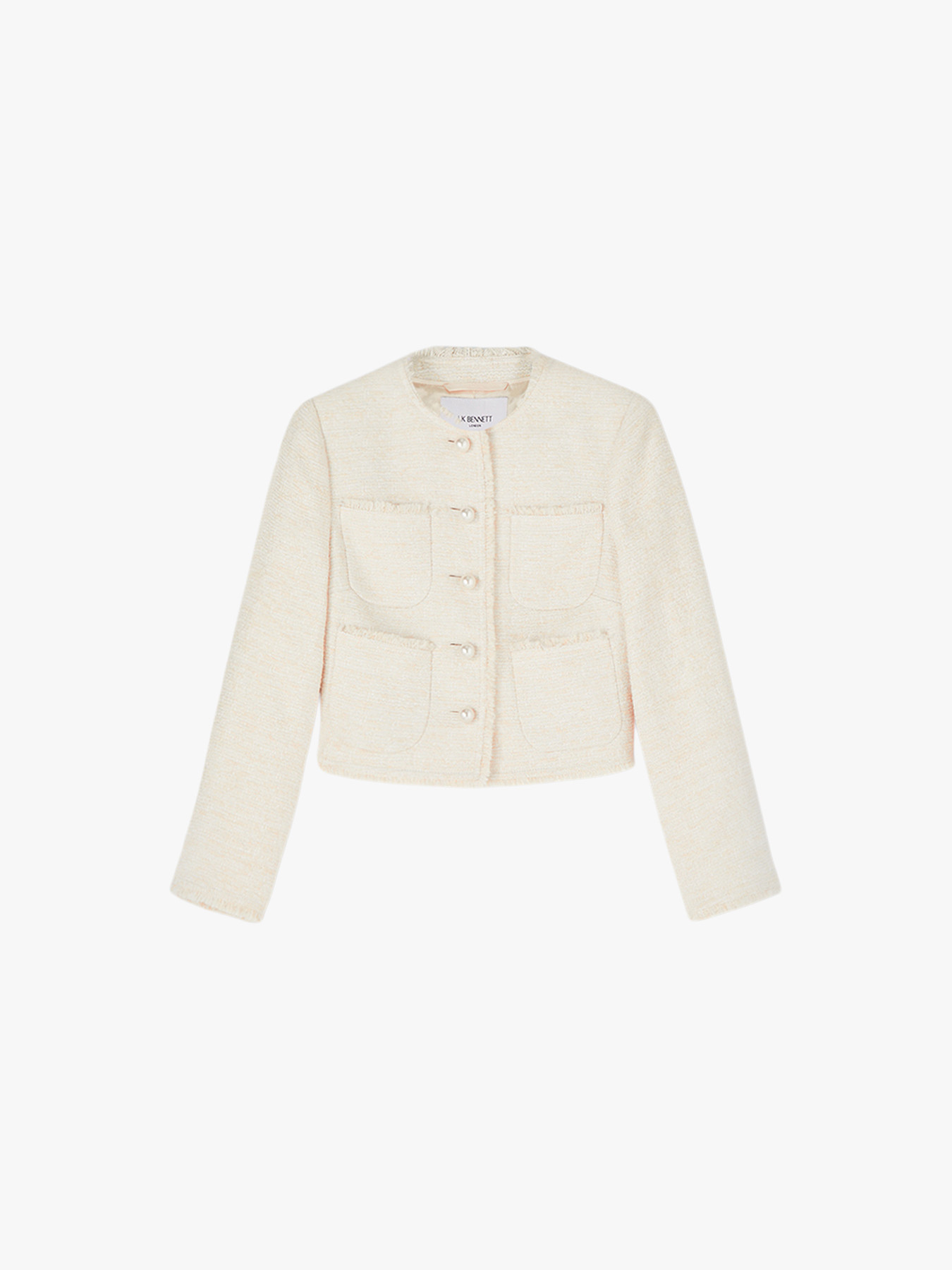 LK Bennett Celeste Cream Tweed Cropped Jacket | Tailored | Fenwick