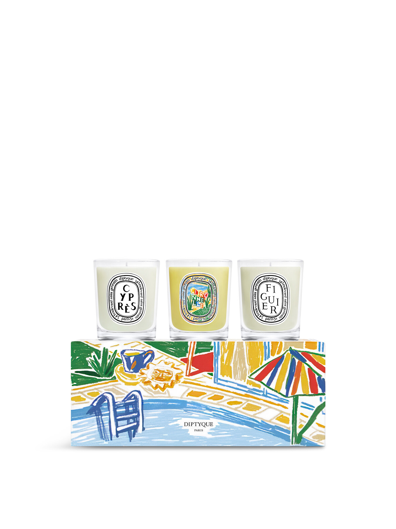 Diptyque Set Of Candles 3 X 70g Limited Edition In Multi