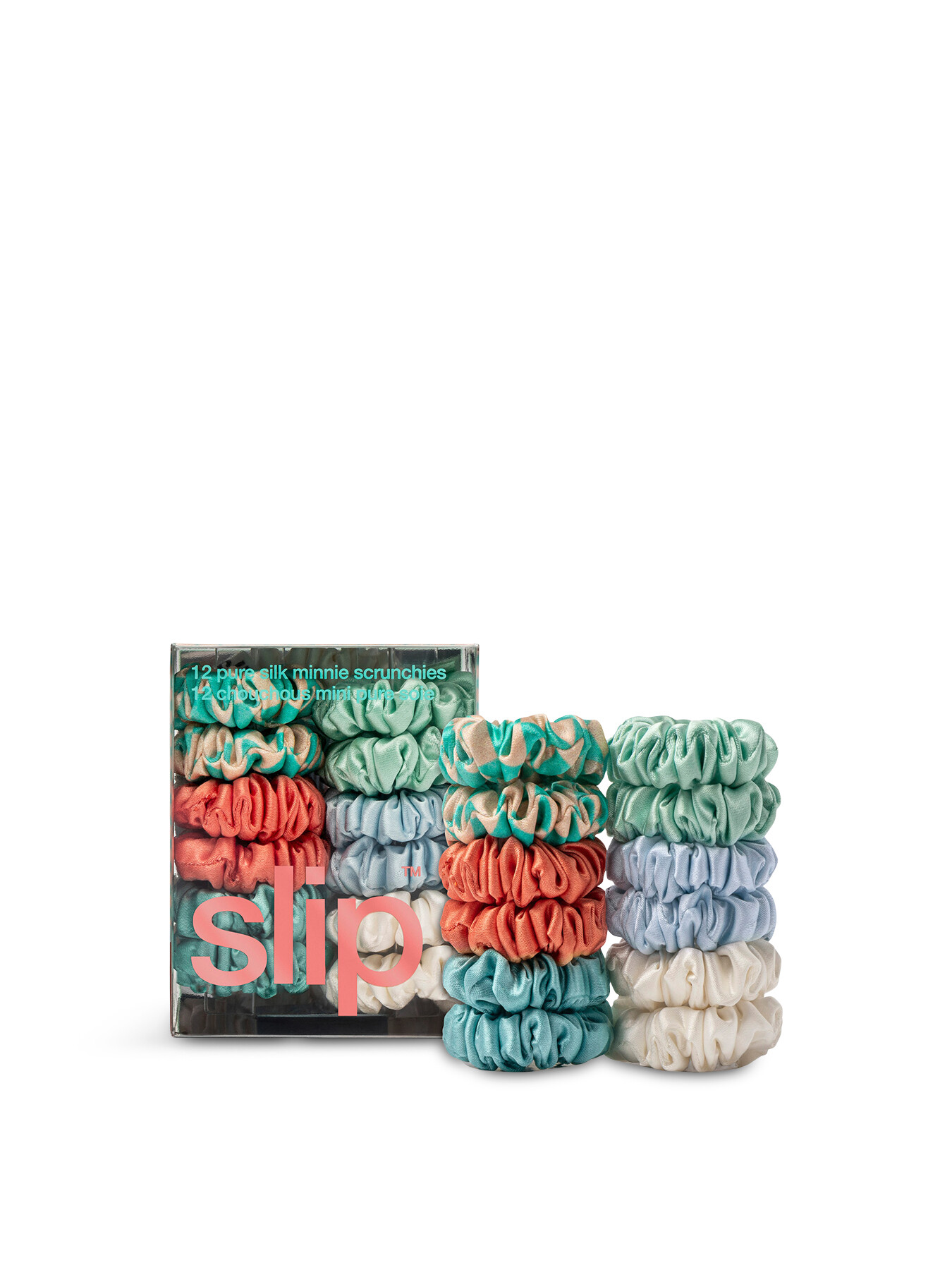 Slip Seaside Pure Silk Minnie Scrunchies Set Of 12 In Multi