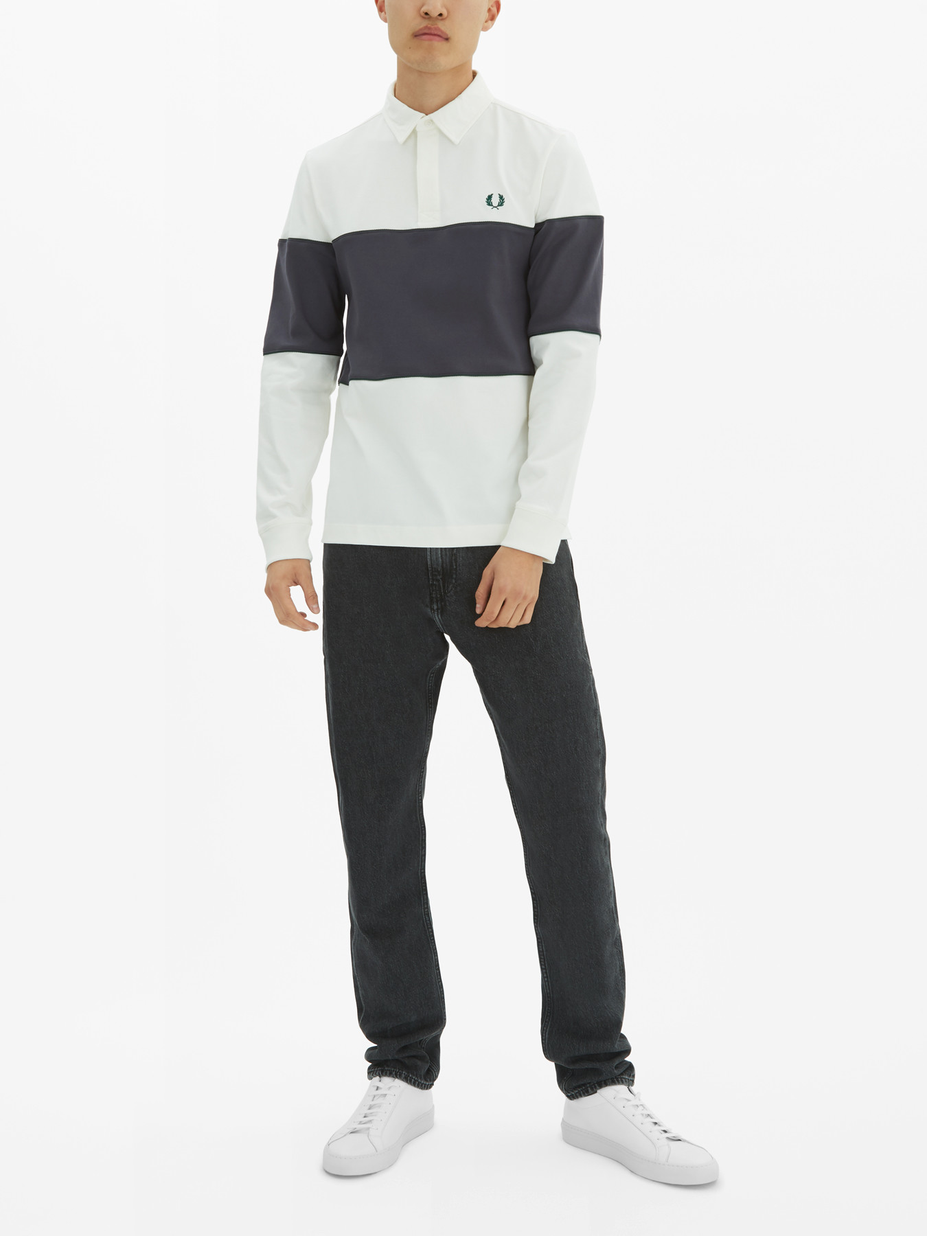 Men's Fred Perry Panelled Long Sleeve Polo Shirt | Fenwick