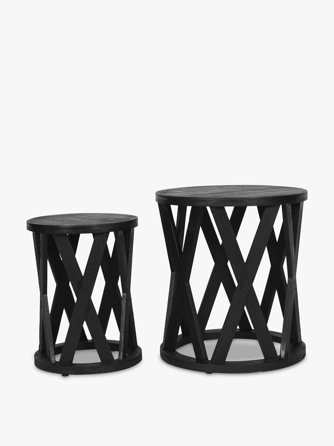 Libra Interiors Cali Solid Wooden Set of 2 Nesting Side Tables in Black | Side  Tables | Fenwick